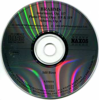 CD Johannes Brahms: Intermezzi, Op. 117 / Piano Pieces, Opp. 118 & 119 / Scherzo, Op.4