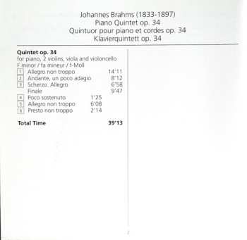 CD Johannes Brahms: Piano Quintet Op 34