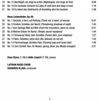 CD Johannes Brahms: Liebeslieder