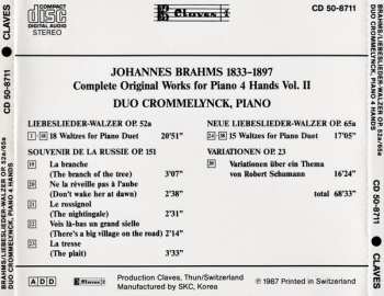 CD Johannes Brahms: Liebeslieder Walzer Op. 52a / Souvenir De La Russie Op. 151 / Neue Liebeslieder Walzer Op. 65a / Variationen Op. 23 (Complete Original Works For Piano 4 Hands Vol. II)