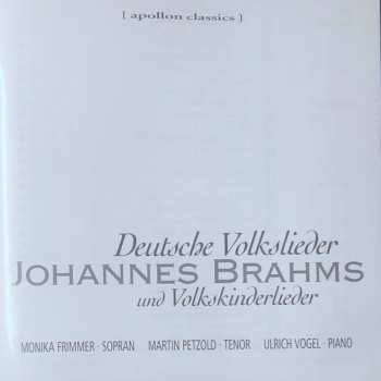 2CD Johannes Brahms: Deutsche Volkslieder und Volkskinderlieder
