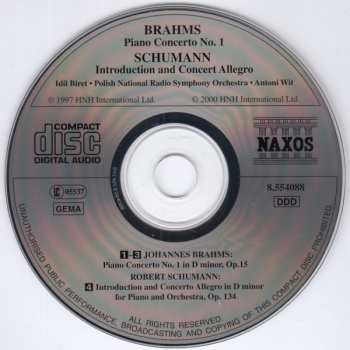 CD Robert Schumann: Piano Concerto No. 1 / Introduction And Concert Allegro