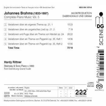 SACD Johannes Brahms: Piano Works Vol. 5