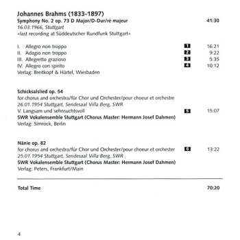 CD Johannes Brahms: Symphony No. 2 Op. 73, »Schicksalslied« Op. 54, »Nänie« Op. 82