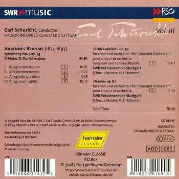 CD Johannes Brahms: Symphony No. 2 Op. 73, »Schicksalslied« Op. 54, »Nänie« Op. 82
