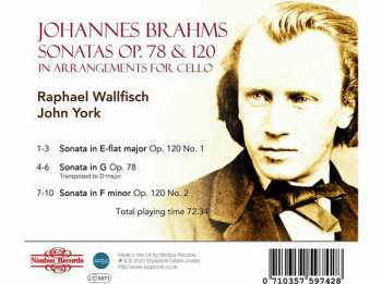 CD Johannes Brahms: Sonatas Op. 78 & 120 Arranged For Cello