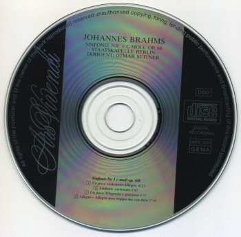 CD Johannes Brahms: Symphonie N°. 1 / Sinfonie Nr. 1 C-Moll Op.68