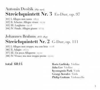 CD Antonín Dvořák: Streichquintett Nr. 2 G-Dur Op. 111 ; Streichquintett Es-Dur Op. 97