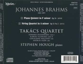 CD Johannes Brahms: String Quartet Op. 51 No. 2 • Piano Quintet Op. 34