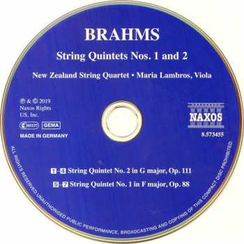 CD Johannes Brahms: String Quintets Nos. 1 and 2