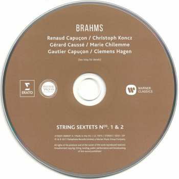 CD Johannes Brahms: String Sextets Nos. 1 & 2