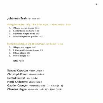 CD Johannes Brahms: String Sextets Nos. 1 & 2