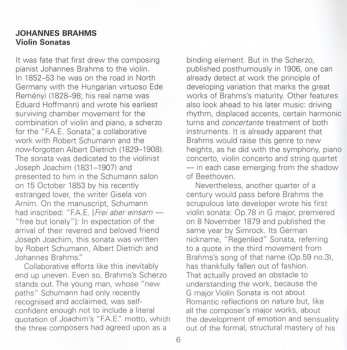 CD Johannes Brahms: The Violin Sonatas