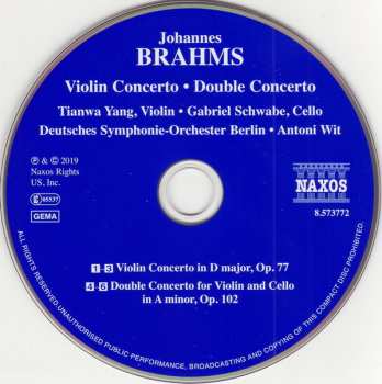 CD Johannes Brahms: Violin Concerto, Op. 77 / Double Concerto, Op. 122