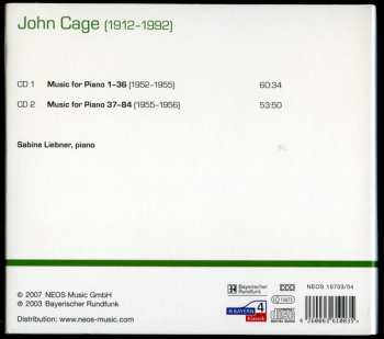 2CD John Cage: Music For Piano 1-84