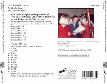 CD John Cage: The Number Pieces 4 - Three; Solo With Obbligato Accompaniment