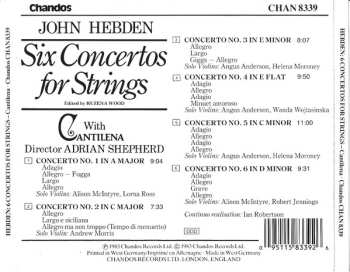 CD Cantilena: Six Concertos For Strings