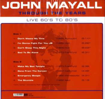 LP John Mayall: Through The Years Live 60's To 80's CLR | LTD