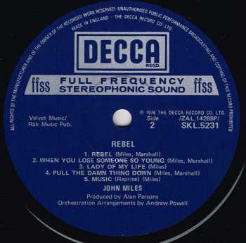 LP John Miles: Rebel