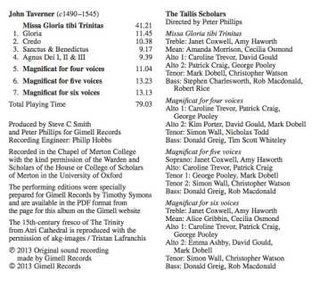 CD John Taverner: Missa Gloria Tibi Trinitas