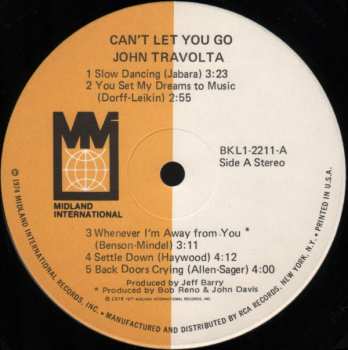 LP John Travolta: Can't Let You Go