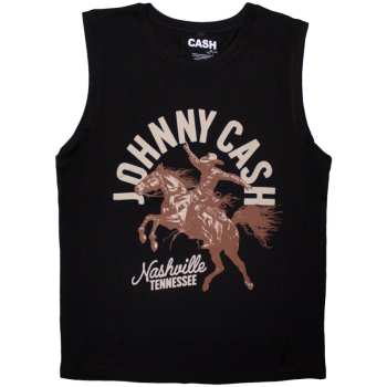Merch Johnny Cash: Johnny Cash Unisex Tank T-shirt: Nashville Concert (black) (small) S
