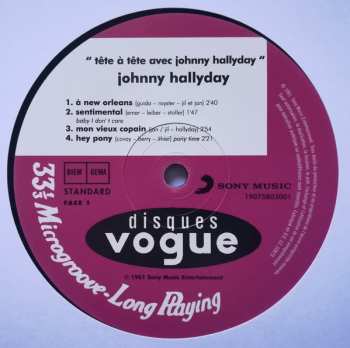 LP Johnny Hallyday: Tête À Tête Avec Johnny Hallyday