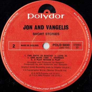 LP Jon & Vangelis: Short Stories