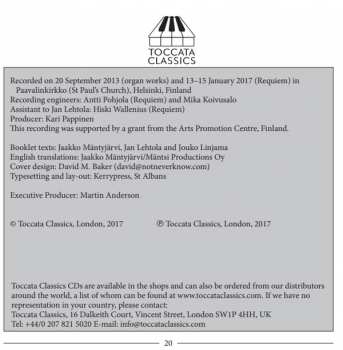 CD Joonas Kokkonen: Requiem; Complete Works For Organ