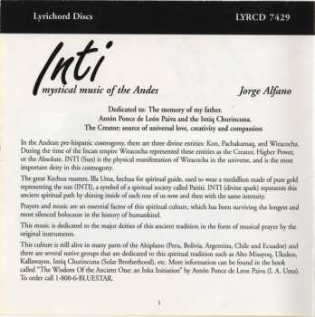 CD Jorge Alfano: Inti (Mystical Music Of The Andes)
