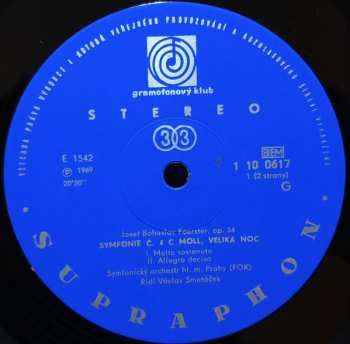 LP The Prague Symphony Orchestra: Symfonie c. 4 C moll "Velika noc"