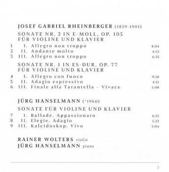 CD Josef Rheinberger: Violin Sonatas From Liechtenstein 