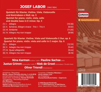 CD Josef Labor: Piano Quintet Op. 3; Piano Quintet Op. 6