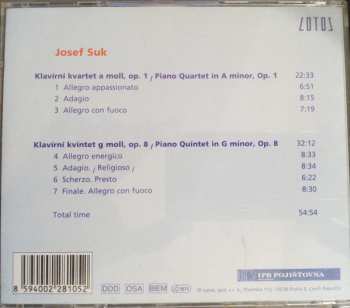 CD Josef Suk: Klavírní Kvartet A Moll, Op. 1 = Piano Quartet In A Minor, Op. 1 / Klavírní Kvartet G Moll, Op. 8 = Piano Quartet In G Minor, Op. 8
