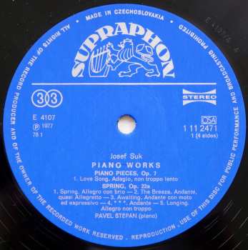 2LP/Doos Josef Suk: Piano Works