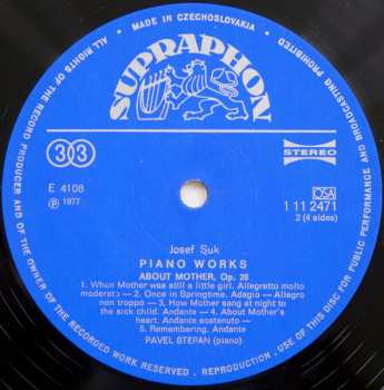 2LP/Doos Josef Suk: Piano Works