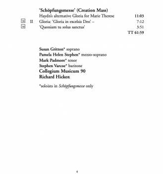 CD Joseph Haydn: Creation Mass = Schöpfungsmesse / Missa 'Rorate Coeli Desuper'