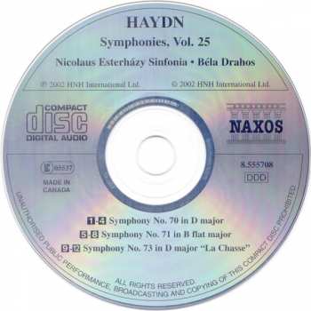 CD Joseph Haydn: Hadyn Symphonies, Vol. 25 (Symphonies Nos. 70, 71, & 73)