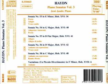 CD Joseph Haydn: Piano Sonatas, Vol. 3 (Nos. 53 - 56 & 58 / Un Piccolo Divertimento)