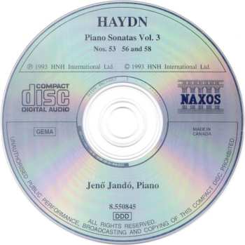 CD Joseph Haydn: Piano Sonatas, Vol. 3 (Nos. 53 - 56 & 58 / Un Piccolo Divertimento)