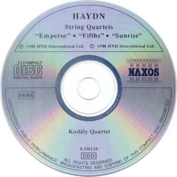 CD Joseph Haydn: String Quartets ('Emperor' • 'Fifths' • 'Sunrise')