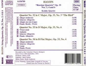 CD Joseph Haydn: String Quartets Op. 33 "Russian" Nos. 3 "The Bird", 4 And 6