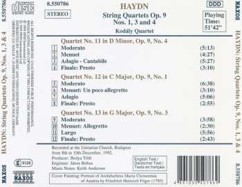 CD Joseph Haydn: String Quartets Op. 9, Nos. 1, 3 And 4