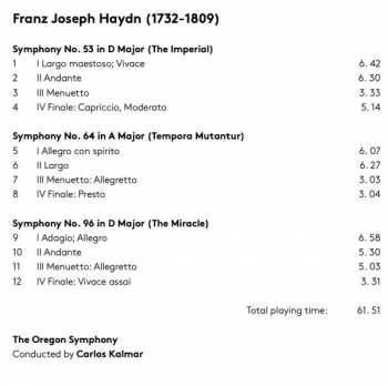 SACD Joseph Haydn: Symphonies: No. 53 The Imperial / No. 64 Tempora Mutantur / No. 96 The Miracle