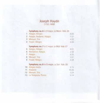 CD Joseph Haydn: Symphonies Nos. 6 · 7· 8 Le Matin · Le Midi · Le Soir