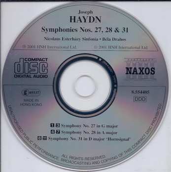CD Joseph Haydn: Symphonies Vol. 23 (Nos. 27, 28 And 31 'Hornsignal')