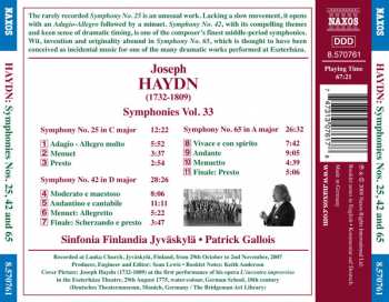 CD Joseph Haydn: Symphonies Vol. 33 - Symphonies Nos. 25, 42 And 65