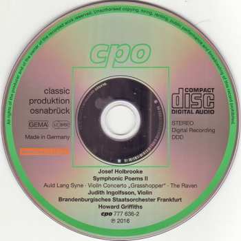 CD Howard Griffiths: Violin Concerto »The Grasshopper« • The Raven • Auld Lang Syne