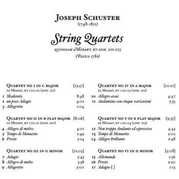 CD Joseph Schuster: String Quartets Quondam Mozart, KV Anh. 210-213