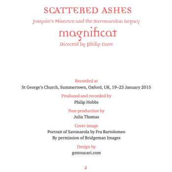 2CD Josquin Des Prés: Scattered Ashes